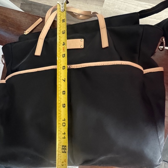 kate spade Black Nylon Tote with Light Tan Trim and Front Pockets - Picture 3 of 11